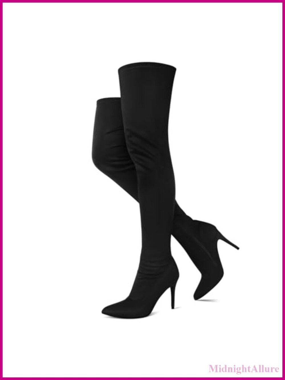 Faux Suede Thigh High Boots Pointed Toe Stiletto Heel Over The Knee